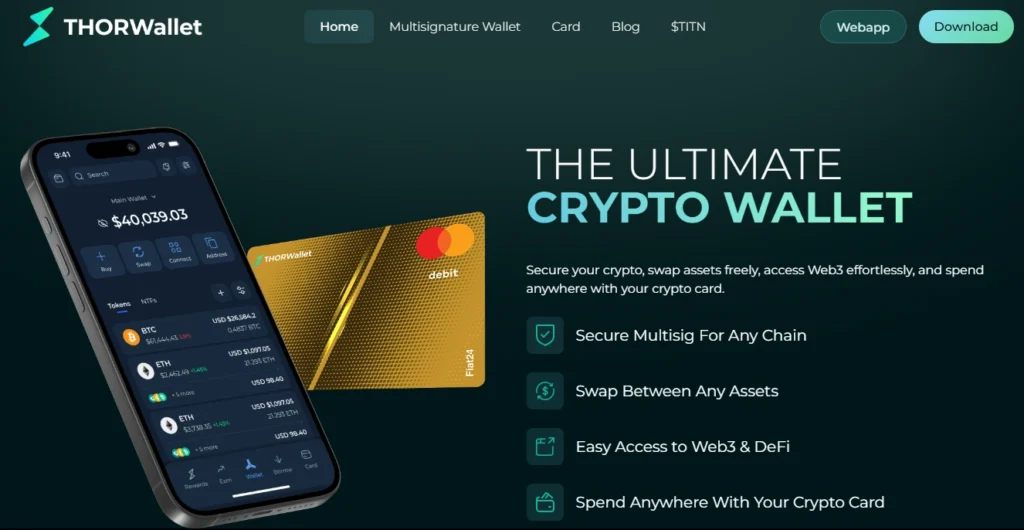 THOR Wallet is a fully non‑custodial crypto wallet