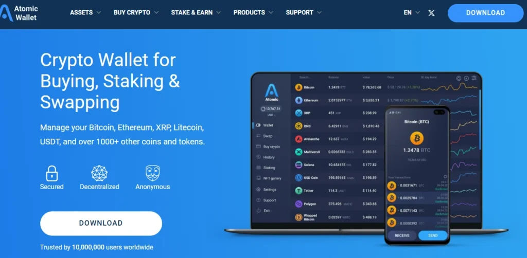 Atomic Wallet is a universal, non-custodial Dogecoin wallet