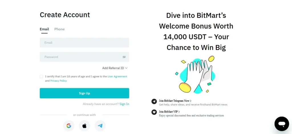 buy bitcoin bitmart